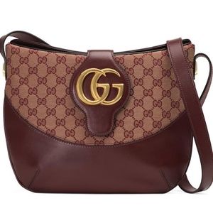 New Authentic Gucci Medium GG Canvas & Leather Shoulder Bag